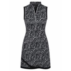 EP Pro Tennis Dress Black White Print Quarter Zip Sleeveless Golf Pickleball XS